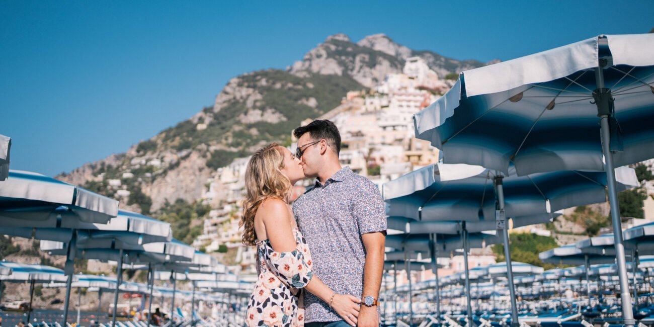 Positano surprise proposal on Spiaggia Grande beach