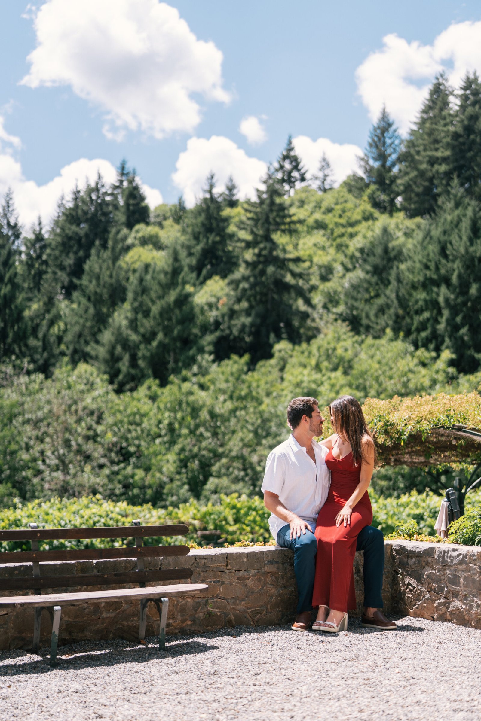 Details of a romantic engagement picnic in Tuscany