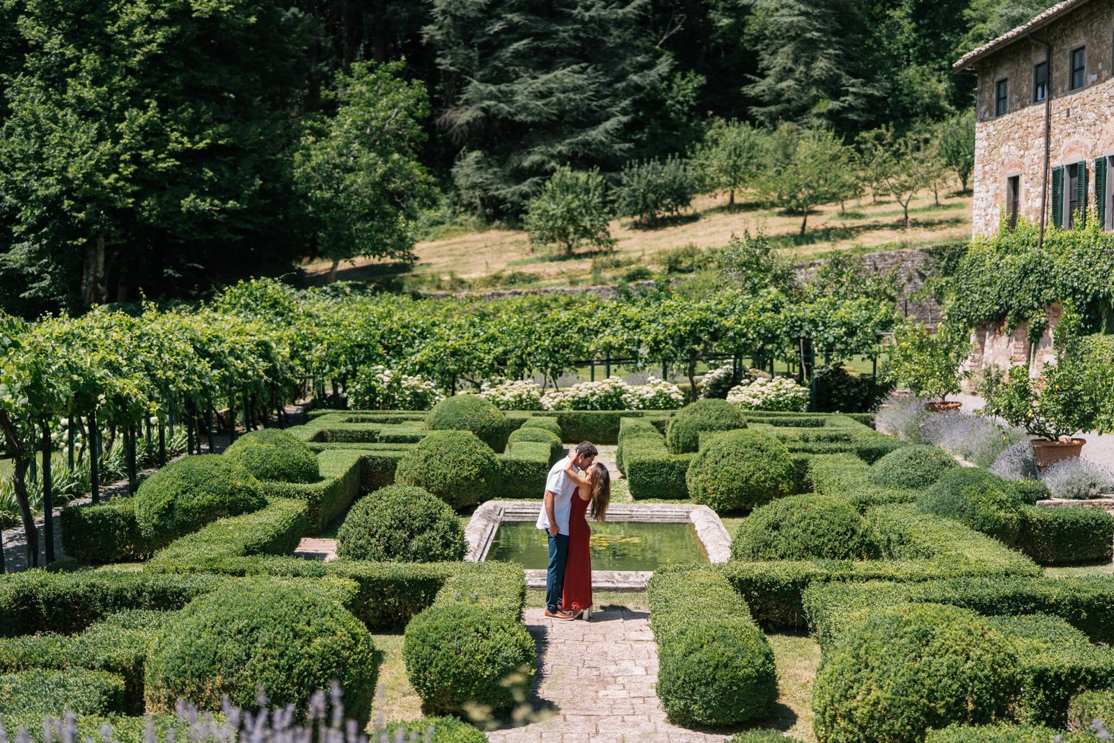 Garden entrance and historic Tuscan estate walkway